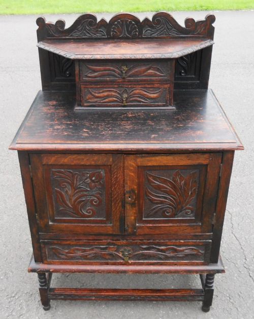 fig 1. Victorian Small Carved Oak Cupboard