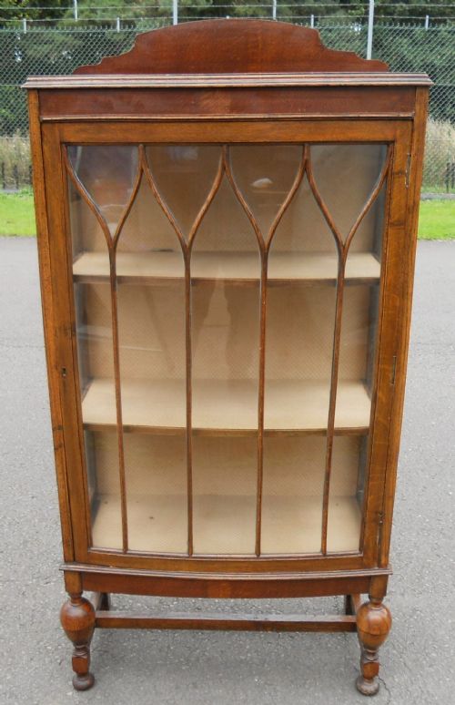 Small Oak Bowfront China Display Cabinet