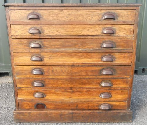 Edwardian Small Oak Plan Chest of Drawers