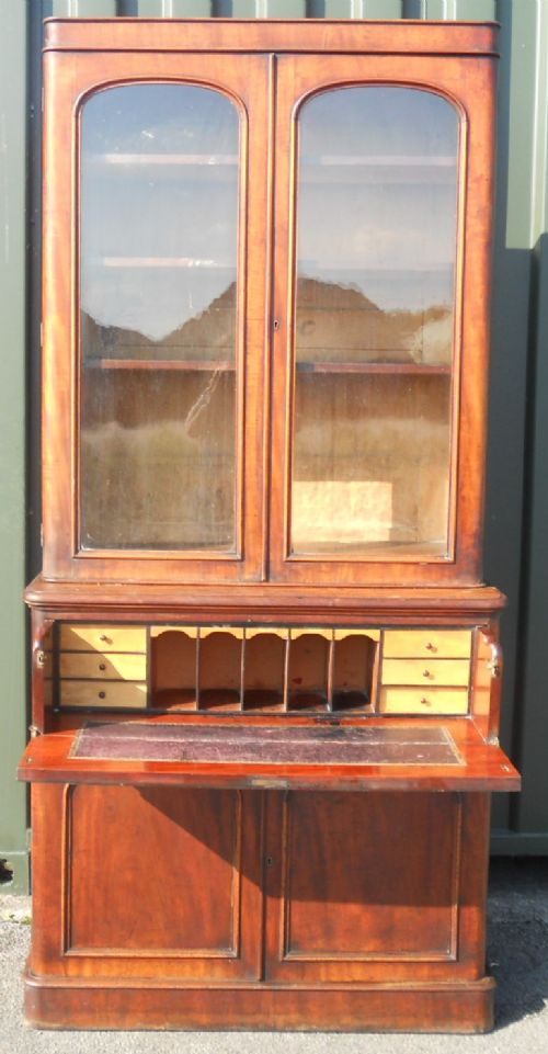 Victorian Mahogany Secretaire Bookcase