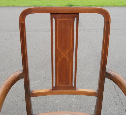 PAIR EDWARDAIN INLAID MAHOGANY SALON ARMCHAIRS - ADDITIONAL PHOTO 2