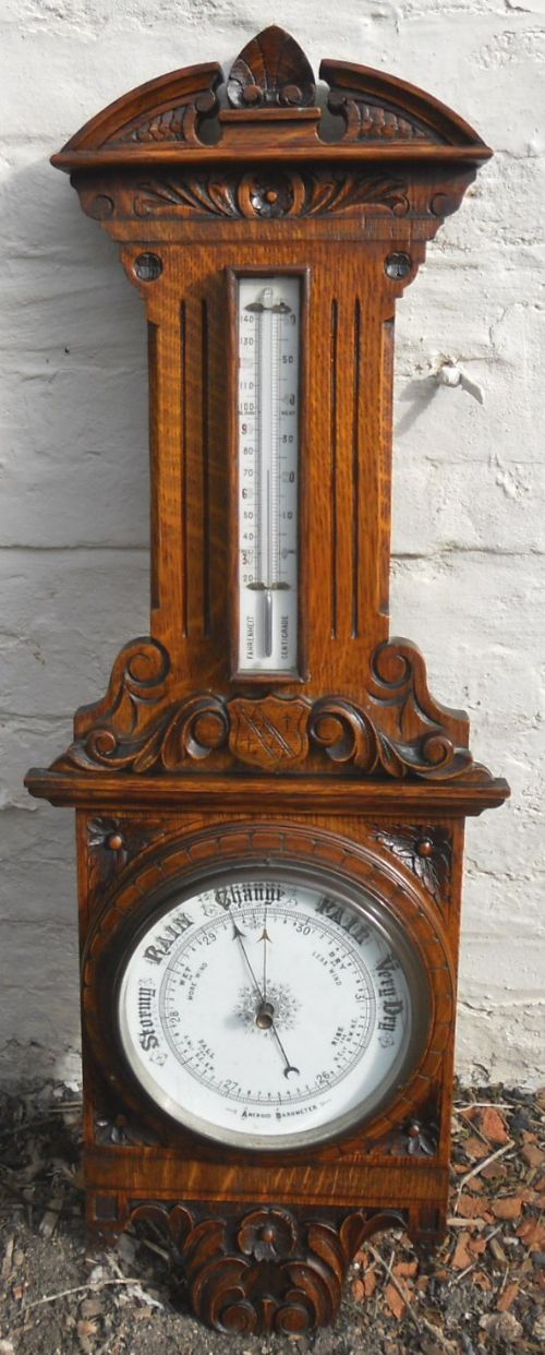 Edwardian Oak Barometer