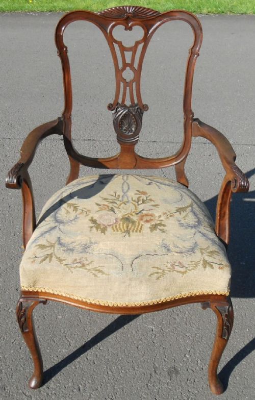 Edwardian Mahogany Salon Armchair