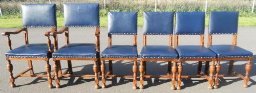 Set of Six Oak Cromwellian Style Dining Chairs