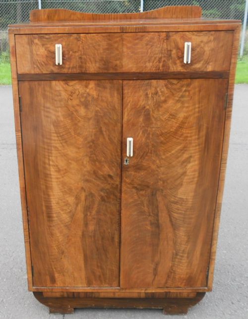 Deco Burr Walnut Tallboy Cupboard
