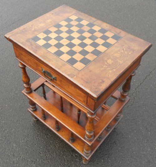 Victorian Walnut Canterbury Card Table
