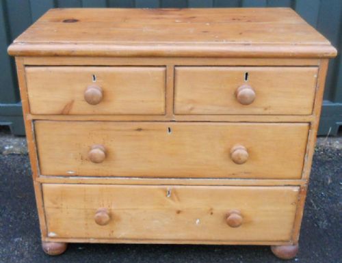 Small Victorian Stripped Pine Chest of Drawers