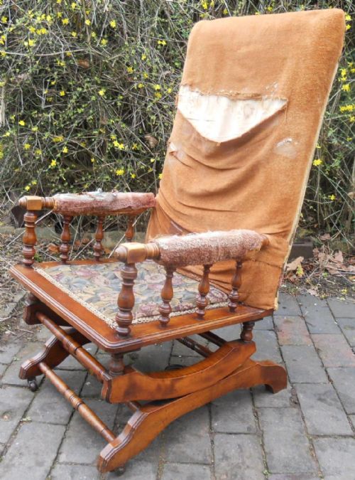 Edwardian Mahogany Rocking Armchair for Re-upholstery