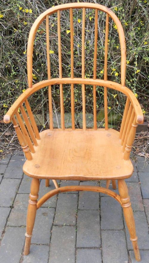 Antique Light Elm Windsor Kitchen Armchair