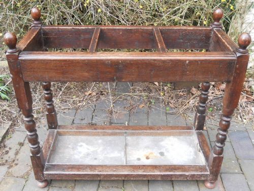 Large Oak Three Division Stick / Umbrella Stand