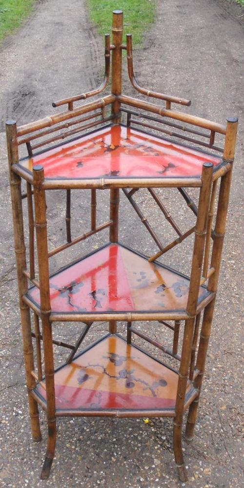 Victorian Bamboo & Lacquer Work Corner Stand