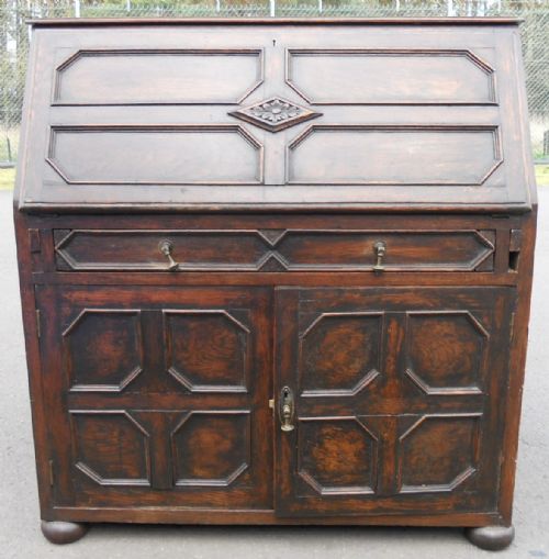 JACOBEAN STYLE DARK OAK BUREAU BOOKCASE - ADDITIONAL PHOTO 2