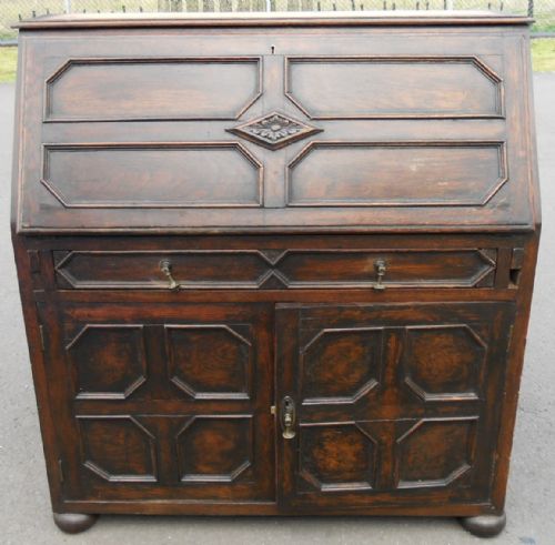 JACOBEAN STYLE DARK OAK BUREAU BOOKCASE - ADDITIONAL PHOTO 3