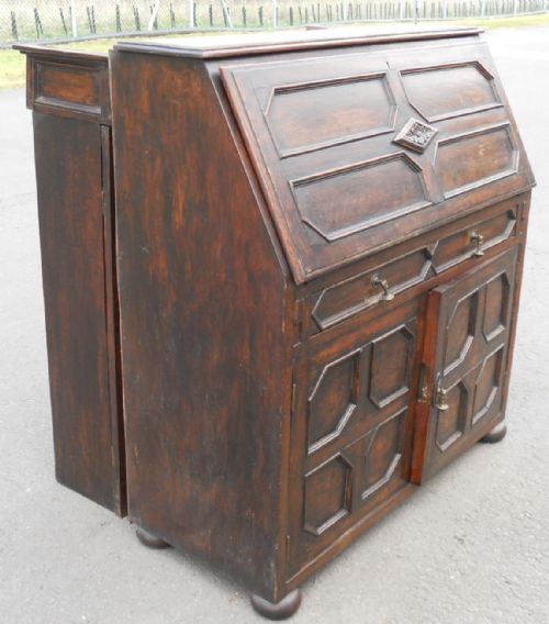 JACOBEAN STYLE DARK OAK BUREAU BOOKCASE - ADDITIONAL PHOTO 7
