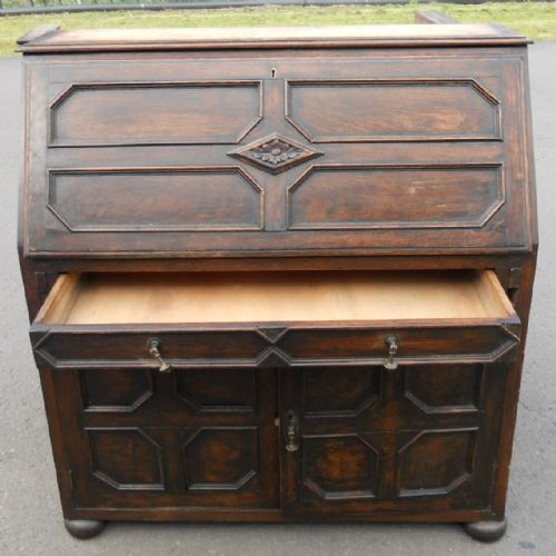 JACOBEAN STYLE DARK OAK BUREAU BOOKCASE - ADDITIONAL PHOTO 9