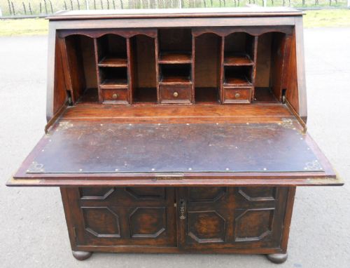 JACOBEAN STYLE DARK OAK BUREAU BOOKCASE - ADDITIONAL PHOTO 11