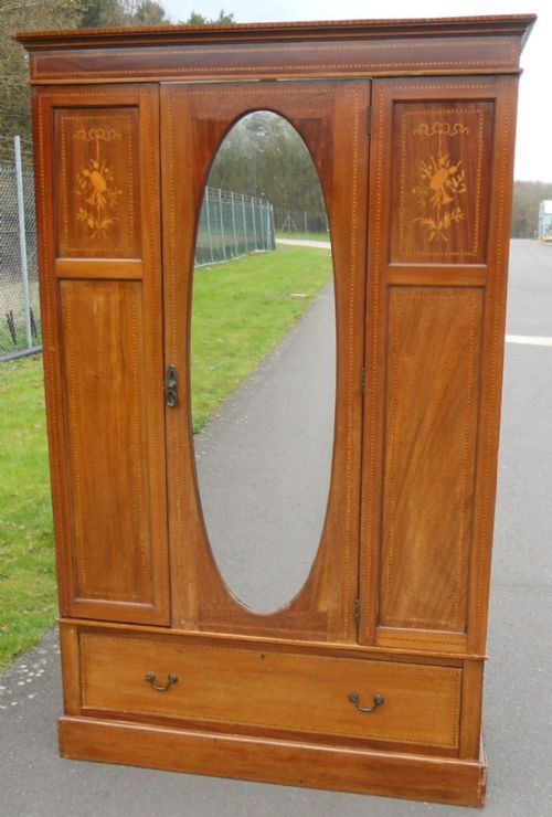 fig 1. Edwardian Inlaid Mahogany Hanging Wardrobe