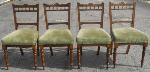 Set of Four Edwardian Walnut Dining Chairs