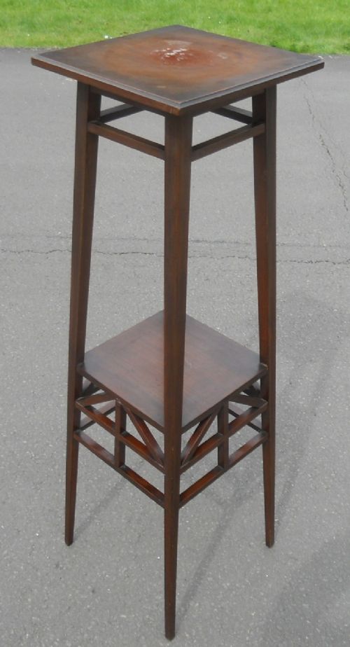 Art Nouveau Tall Mahogany Plant Stand