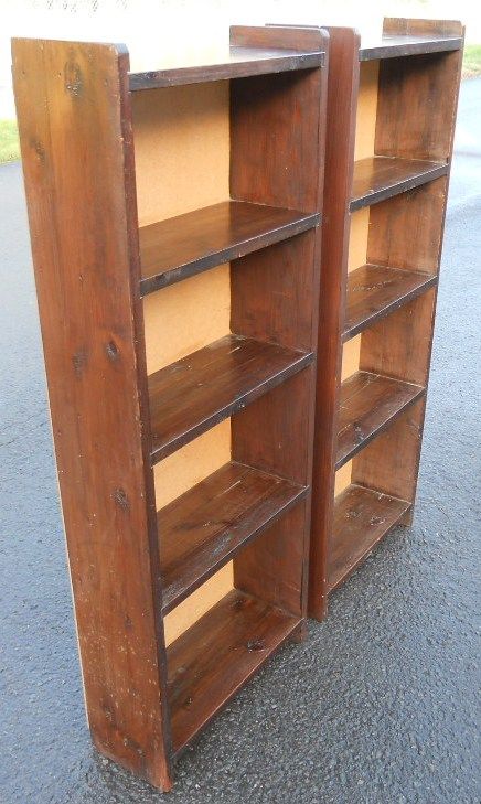 Pair Beech Standing Open Bookshelves