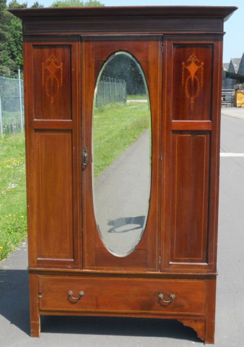 Edwardian Inlaid Mahogany Single Wardrobe