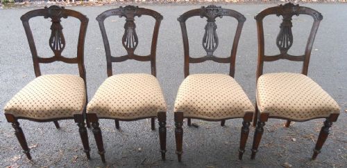 Set of Four Edwardian Walnut Dining Chairs