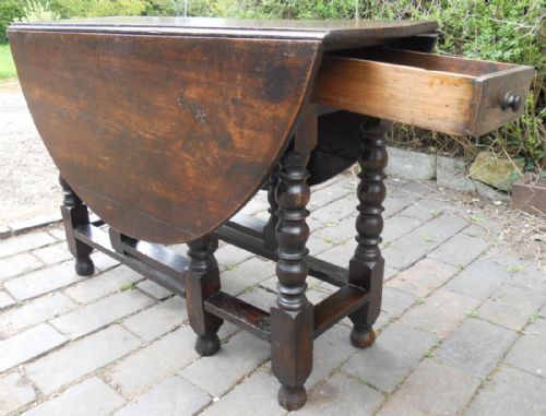 fig 1. Oak Bobbin Turned Gateleg Dining Table