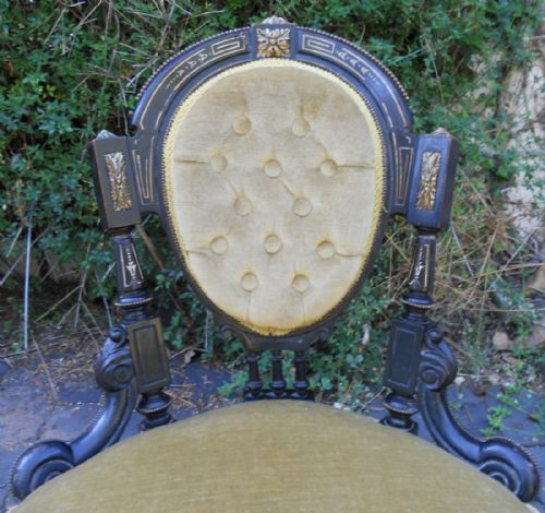 VICTORIAN EBONIZED NURSING CHAIR - ADDITIONAL PHOTO 2