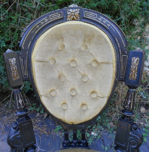 VICTORIAN EBONIZED NURSING CHAIR - ADDITIONAL PHOTO 3