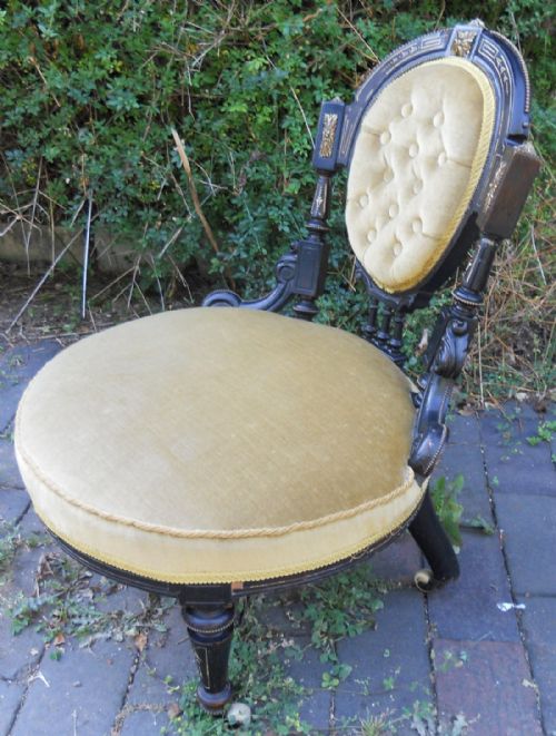 VICTORIAN EBONIZED NURSING CHAIR - ADDITIONAL PHOTO 5