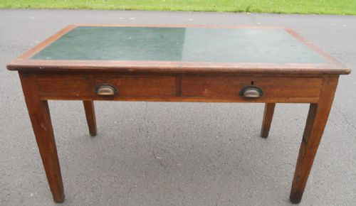 Large Oak Two Drawer Writing Table