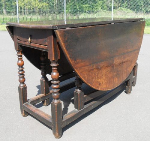 Large Antique Oak Jacobean Period Gateleg Dining Table
