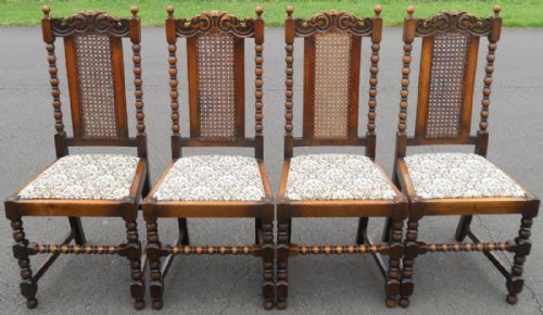 Set of Four Oak Highback Dining Chairs