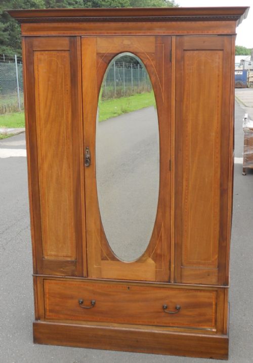 Edwardian Inlaid Mahogany Wardrobe