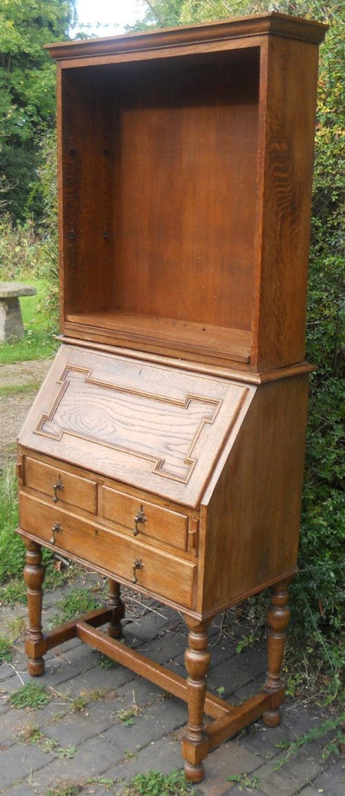JACOBEAN STYLE OAK BUREAU BOOKCASE - ADDITIONAL PHOTO 1