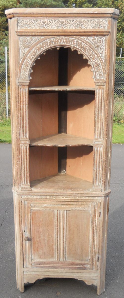 Bleached / Limed Oak Standing Corner Cupboard