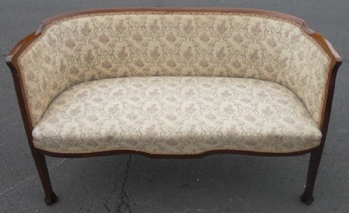 Edwardian Mahogany Framed Upholstered Two Seater Settee