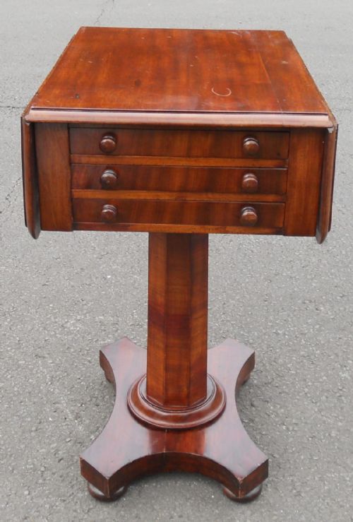 Victorian Mahogany Dropleaf Pedestal Work Table