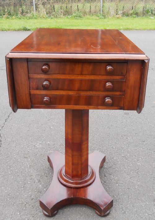 fig 1. Victorian Mahogany Dropleaf Pedestal Work Table