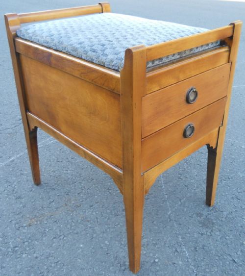 Edwardian Walnut Piano Stool