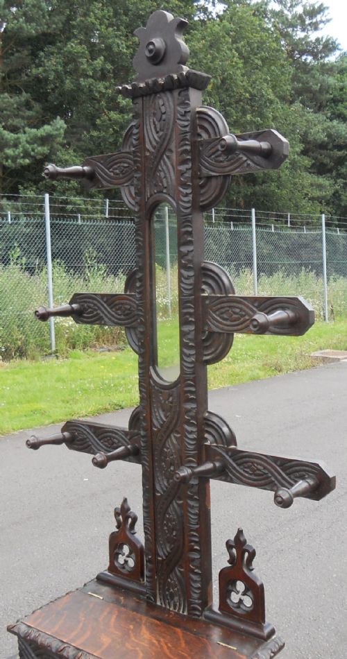 VICTORIAN CARVED OAK HALL STAND - ADDITIONAL PHOTO 1