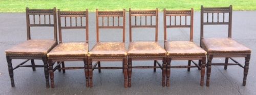 Set of Six Edwardian Oak Dining Chairs