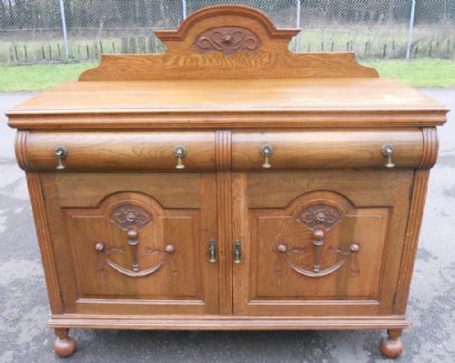 Edwardian Carved Oak Sideboard