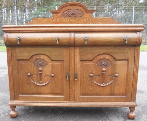 fig 1. Edwardian Carved Oak Sideboard