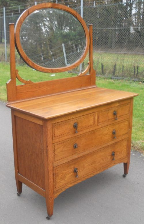 Edwardian Light Oak Dressing Chest of Drawers