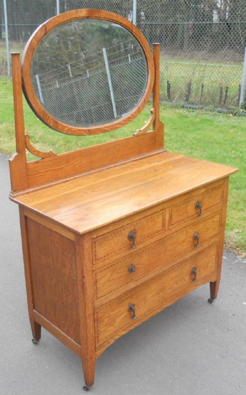 fig 1. Edwardian Light Oak Dressing Chest of Drawers
