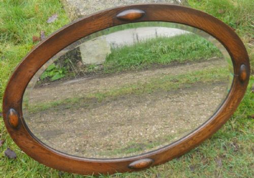 Large Oval Oak Hanging Wall Mirror