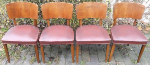 SET OF FOUR DECO WALNUT DINING CHAIRS