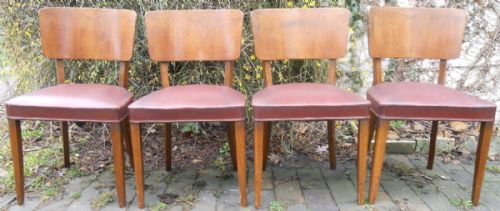 SET OF FOUR DECO WALNUT DINING CHAIRS - ADDITIONAL PHOTO 1