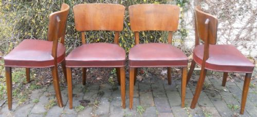 SET OF FOUR DECO WALNUT DINING CHAIRS - ADDITIONAL PHOTO 3